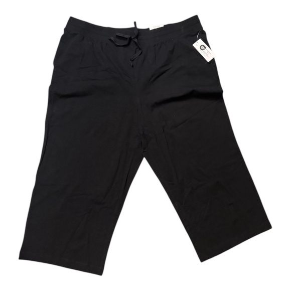 Black Capri Cotton Pants w/Tie String Front - Picture 1 of 5